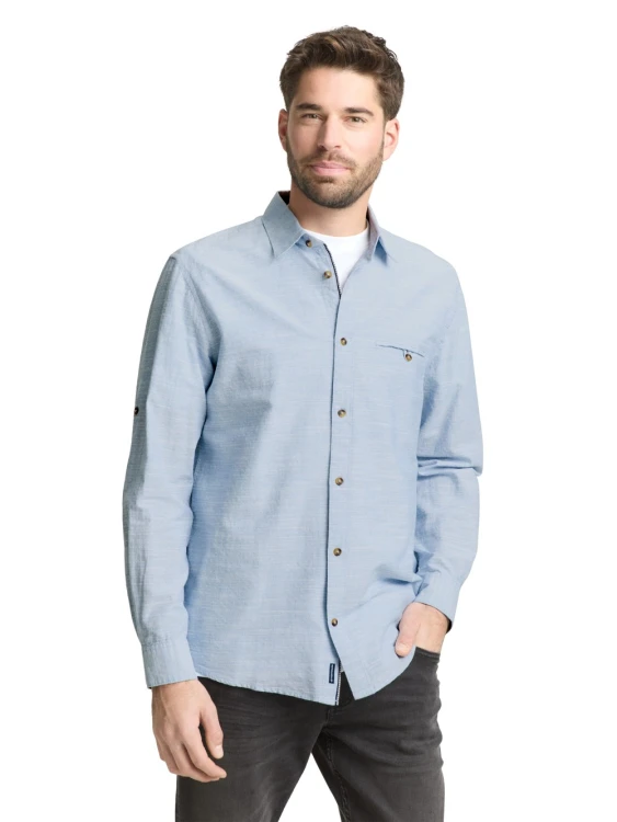 Koszula męska bawełniana niebieska Tom Tailor Structured Shirt Regular Shirt