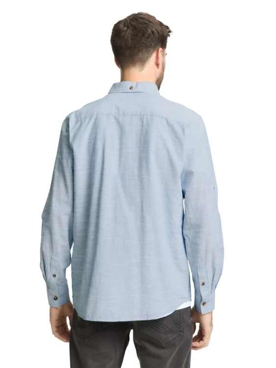 Koszula męska bawełniana niebieska Tom Tailor Structured Shirt Regular Shirt - widok z tyłu