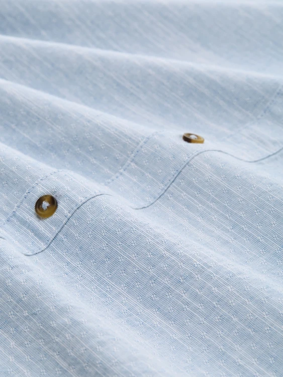 Koszula męska bawełniana niebieska Tom Tailor Structured Shirt Regular Shirt - zbliżenie na materiał