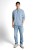 Niebieska koszula męska na stójce bawełniano-lniana Tom Tailor Regular Cotton Linen Shirt - ujęcie całego modela