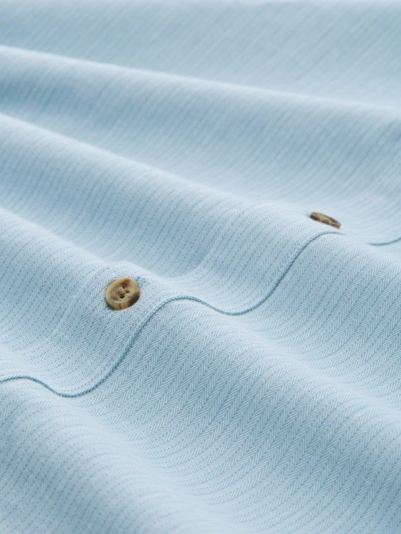 Koszula męska błękitna z długim rękawem Tom Tailor Structured Shirt Regular - zbliżenie materiału
