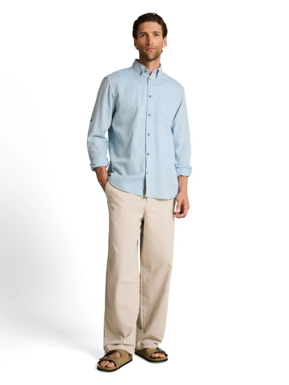 Koszula męska błękitna z długim rękawem Tom Tailor Structured Shirt Regular - ujęcie całego modela