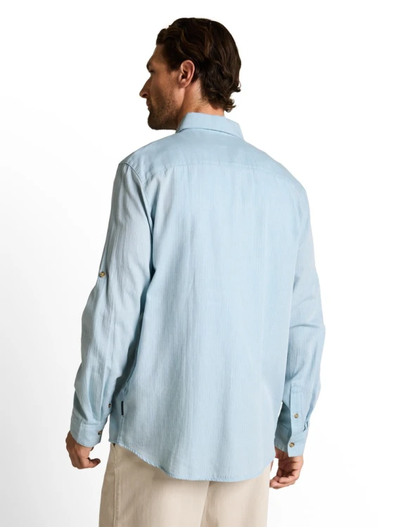 Koszula męska błękitna z długim rękawem Tom Tailor Structured Shirt Regular - widok z tyłu
