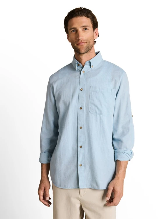 Koszula męska błękitna z długim rękawem Tom Tailor Structured Shirt Regular