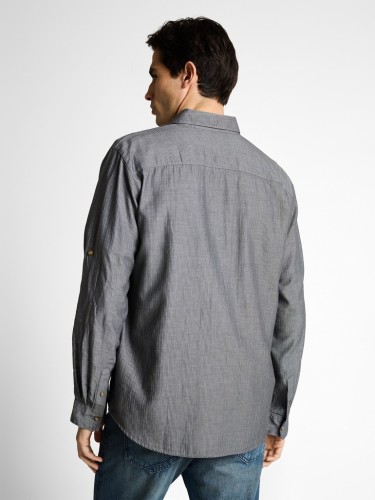 Koszula męska bawełniana szara Tom Tailor Regular Fit Shirt - ujęcia na tył koszuli