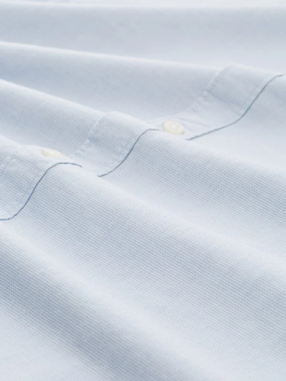 Koszula męska Slim Fit niebieska Tom Tailor Fitted Shirt With Texture - zbliżenie na materiał