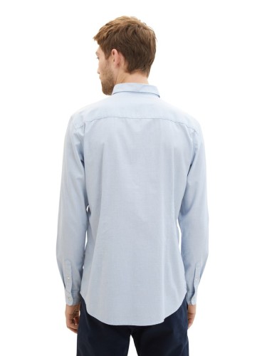 Koszula męska Slim Fit niebieska Tom Tailor Fitted Shirt With Texture - widok z tyłu
