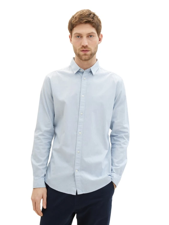 Koszula męska Slim Fit niebieska Tom Tailor Fitted Shirt With Texture