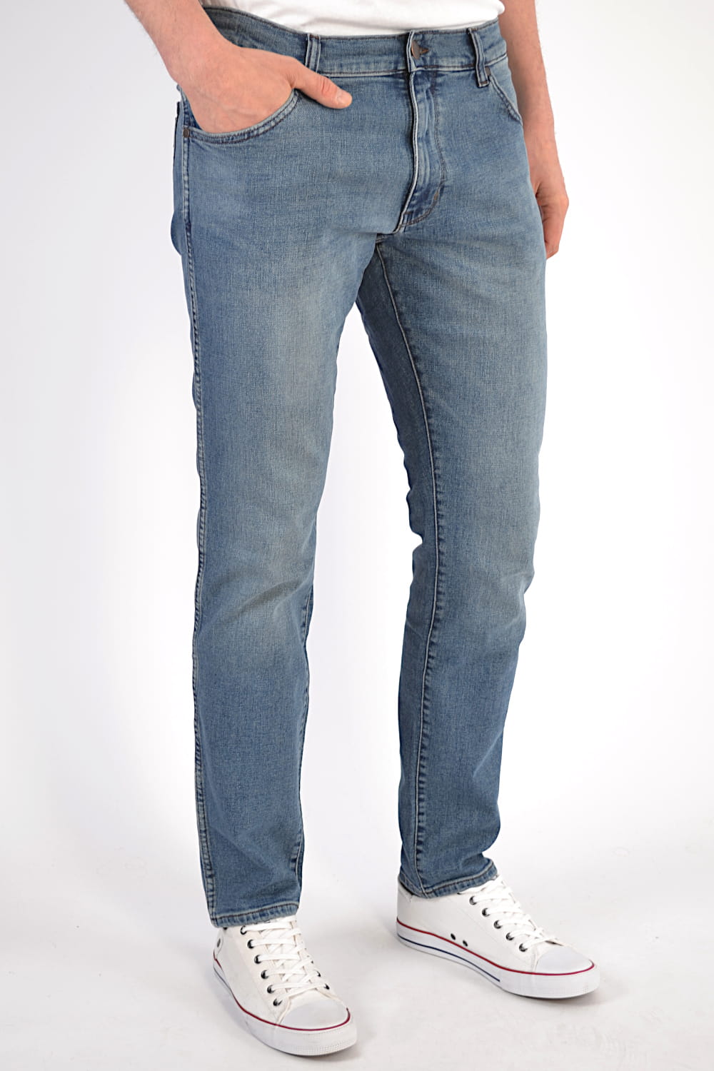 WRANGLER LARSTON 812 SLIM TAPERED BLUE FEVER JEANSY MĘSKIE